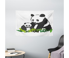 Panda Bear Family Bambu Wide Tapestry