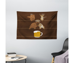 Bear Deer Beer Pub Magic Wide Tapestry