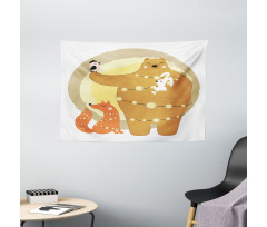 Friends Rabbit Bird Fox Wide Tapestry