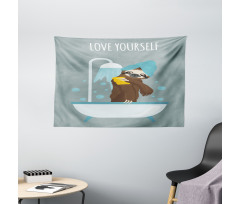 Bathing Lazy Animal Wide Tapestry