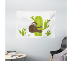 Lazy Hugging Cactus Wide Tapestry