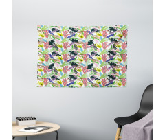 Monstera Leaves Graphic Wide Tapestry