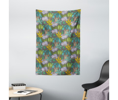 Jungle Plants Leaves Tapestry