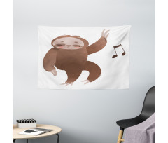 Dancing Cartoon Music Wide Tapestry