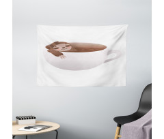 Lazy Swimming in Coffee Wide Tapestry