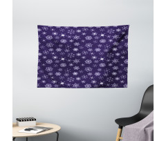 Purple Monochrome Motifs Wide Tapestry