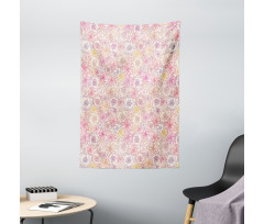 Outline Abstract Flowers Art Tapestry