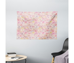 Outline Abstract Flowers Art Wide Tapestry