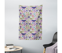 Butterfly Pansy Flower Leaf Tapestry