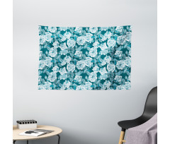 Aquatic English Rose Flowers Wide Tapestry