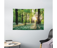 Sunny Forest Blossoms Wide Tapestry