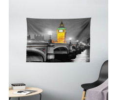 Big Ben Bridge Night Wide Tapestry