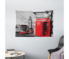 London Retro Phone Booth Wide Tapestry