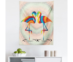 Sevgililer Günü Mikrofiber Duvar Halısı Gökkuşağı Flamingolar