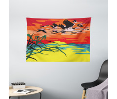 Birds in the Air Art Wide Tapestry