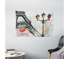 Grunge Eiffel Europe Wide Tapestry