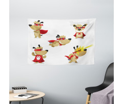 Superhero Puppy with Paw Wide Tapestry