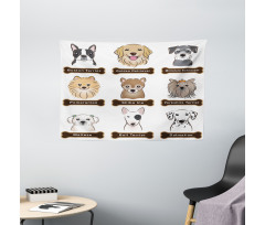 Boston Terrier Dogs Wide Tapestry