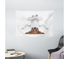 Dog Upside down Relax Wide Tapestry