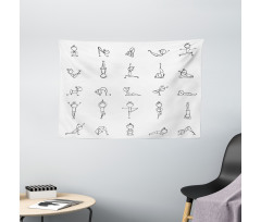 Stickman Yoga Moves Wide Tapestry