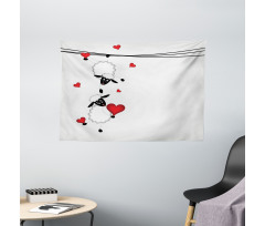 Heart Shapes in Love Wide Tapestry