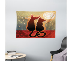 Moon in a Starry Sky Love Wide Tapestry