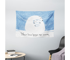 Polar Bear Mother Baby Wide Tapestry