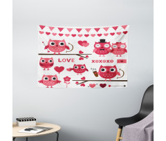 Romantic Owls Arrows Wide Tapestry
