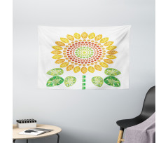 Sunflower Mandala Design Wide Tapestry