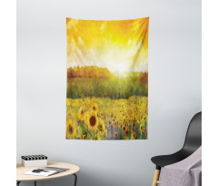 Golden Sunflower Field Tapestry