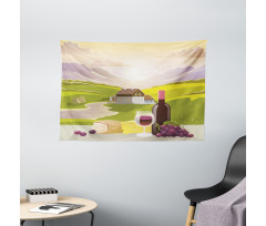 French Countryside Scene Wide Tapestry