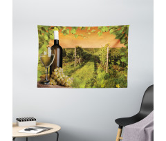 Bottle Grapes Sunset Wide Tapestry