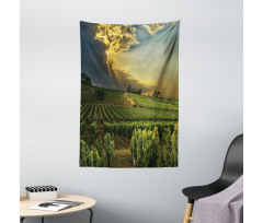 France Sunset Vineyard Tapestry