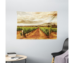 Cloudy Vineyard in Fall Wide Tapestry