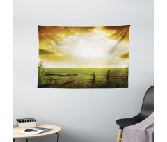 Sunset on Spring Field Wide Tapestry