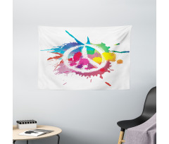 Grunge Pacifism Theme Wide Tapestry