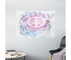 Peace Sign and Swirls Wide Tapestry