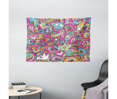 Funky 60s Fun Retro Wide Tapestry