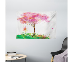 Spring Blossoming Tree Wide Tapestry