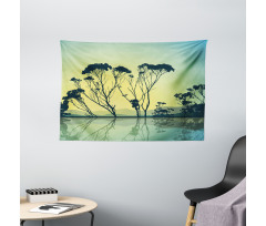 Tree Silhouettes Scenic Wide Tapestry