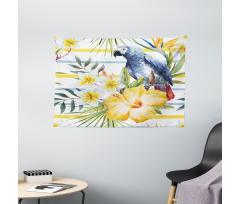 Tropic Exotic Parrots Wide Tapestry