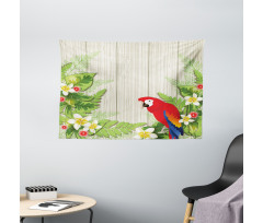 Flowers Parrot Wide Tapestry