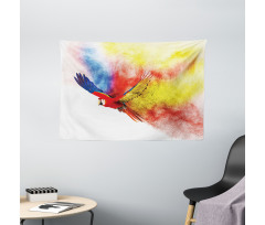 Parrot with Feathers Wide Tapestry