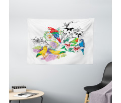 Floral Foliage Garden Wide Tapestry