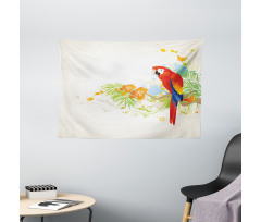 Parrot Tree Branch Flora Wide Tapestry