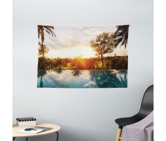 Swimming Pool Sunset Wide Tapestry