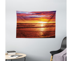 Sea Sunset Twilight Wide Tapestry