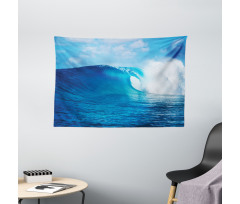 Cloudy Summer Sky Wavy Wide Tapestry