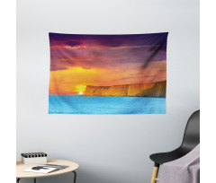 Sea Sunset with Cliffs Wide Tapestry