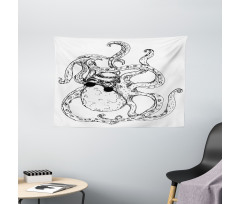 Hipster Animal Sketch Wide Tapestry